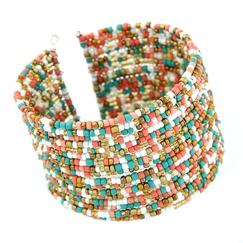Bohemian Rice Beads Open Bracelet